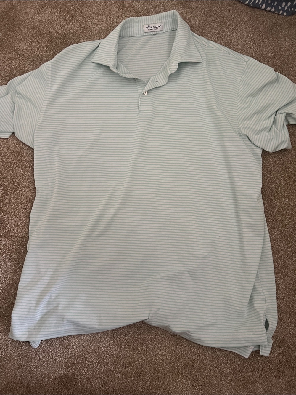 Peter Millar Men's Mint Green Thin-Stripe Polo